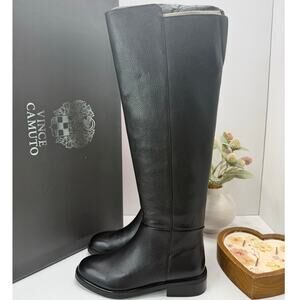 Vince Camuto Amiyah Leather Over the Knee Boot Black Women 8M/EU39 Tried On